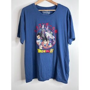 Dragon Ball Super Mens XXL Blue Graphic T-Shirt Goku Vegeta Anime Crew Neck